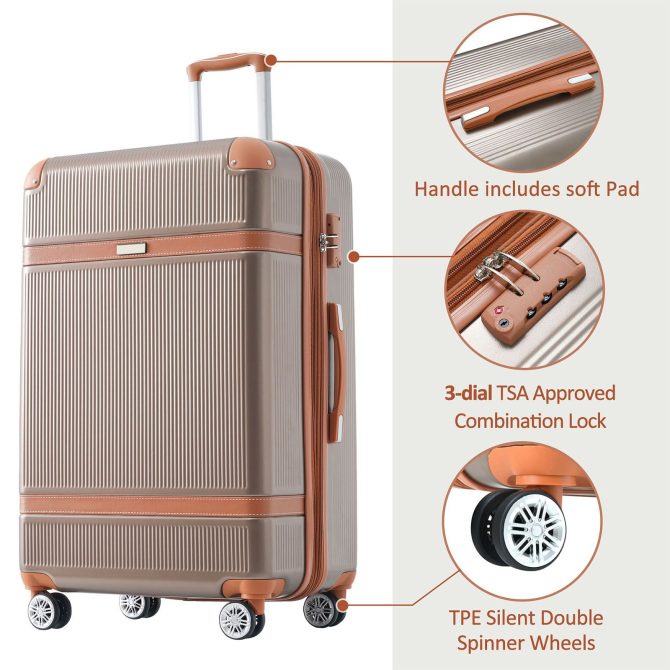 Hardshell Luggage Sets 3 Piece double spinner 8 wheels Suitcase with TSA Lock Lightweight 20''24''28'' - Image 4