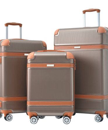 Hardshell Luggage Sets 3 Piece double spinner 8 wheels Suitcase with TSA Lock Lightweight 20''24''28''