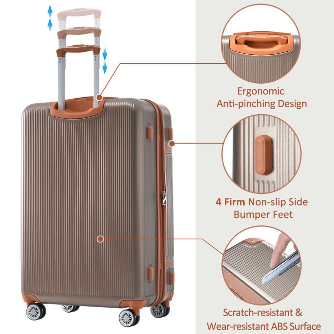 Hardshell Luggage Sets 3 Piece double spinner 8 wheels Suitcase with TSA Lock Lightweight 20''24''28'' - Image 5