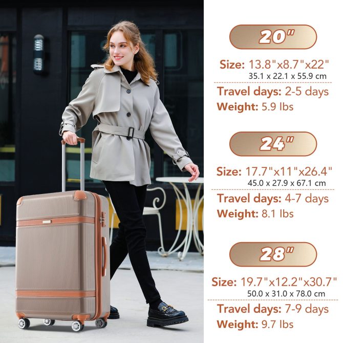 Hardshell Luggage Sets 3 Piece double spinner 8 wheels Suitcase with TSA Lock Lightweight 20''24''28'' - Image 7