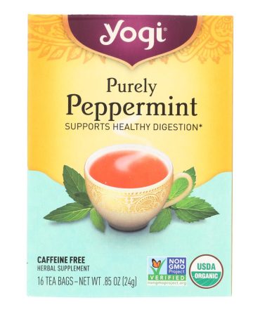 Yogi Organic Herbal Tea Caffeine Free Purely Peppermint - 16 Tea Bags - Case Of 6