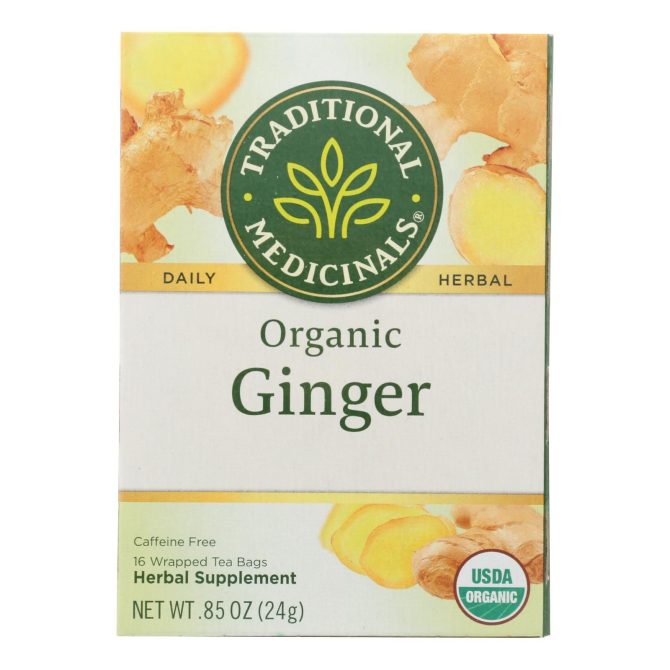Traditional Medicinals Organic Ginger Herbal Tea - 16 Tea Bags - Case Of 6