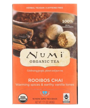 Numi Tea Organic Herbal Tea - Rooibos Chai - Case Of 6 - 18 Bags