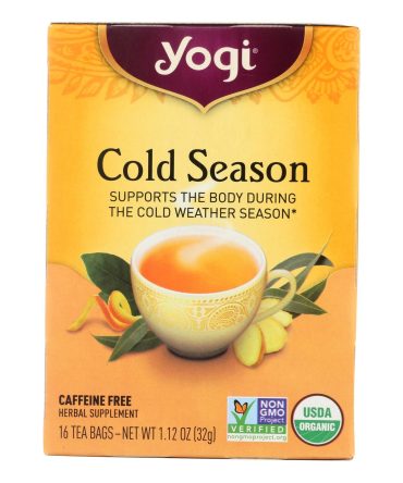 Yogi Organic Cold Season Herbal Tea Caffeine Free - 16 Tea Bags - Case Of 6