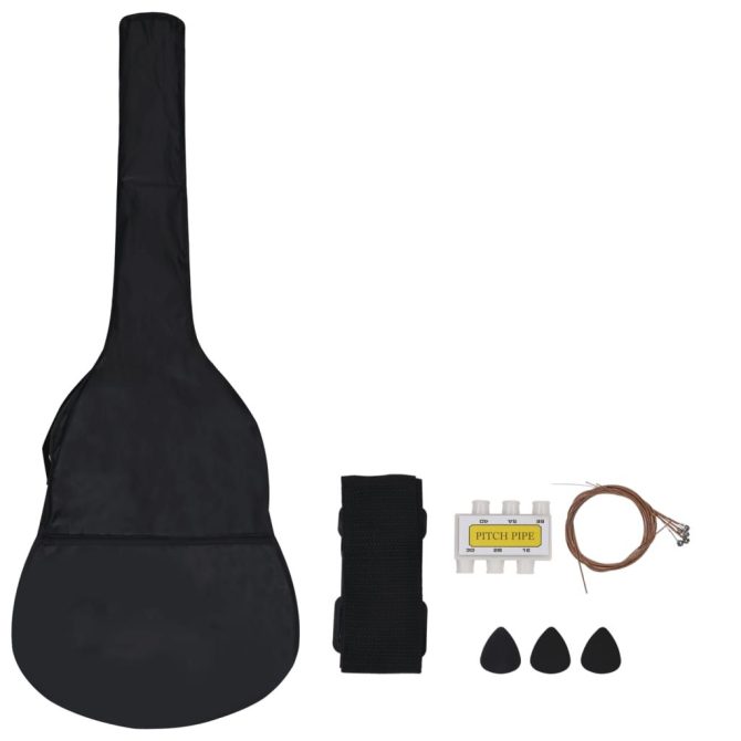 8 Piece Classical Guitar Beginner Set Black 3/4 36" - Image 4