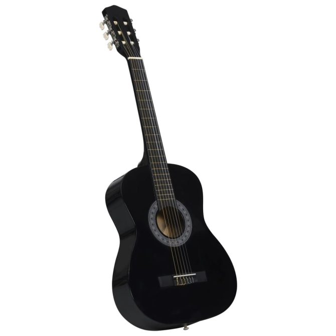 8 Piece Classical Guitar Beginner Set Black 3/4 36" - Image 5