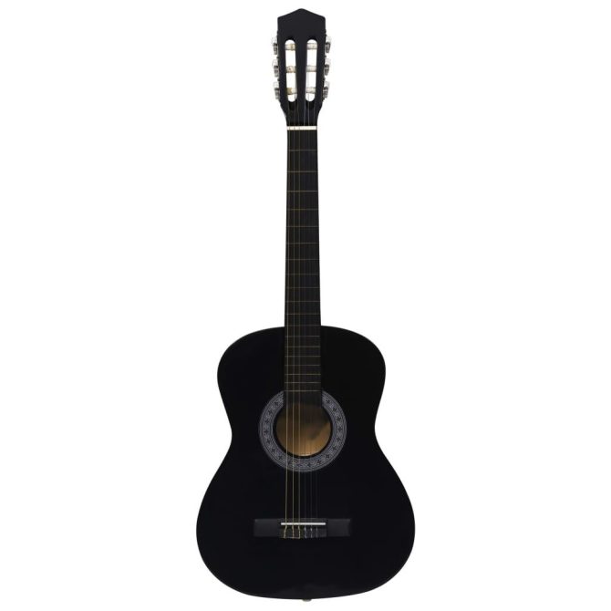 8 Piece Classical Guitar Beginner Set Black 3/4 36" - Image 6