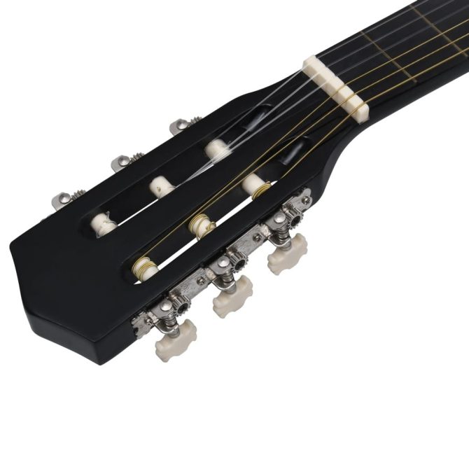 8 Piece Classical Guitar Beginner Set Black 3/4 36" - Image 8