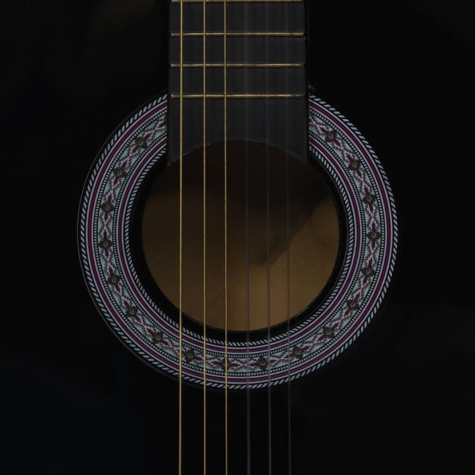 8 Piece Classical Guitar Beginner Set Black 3/4 36" - Image 9
