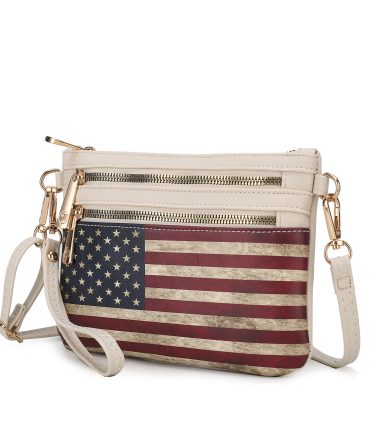 MKF Collection Alisson Vegan Leather Women FLAG Crossbody-Wristlet Bag by Mia K