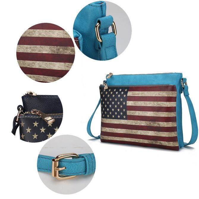 MKF Collection Madeline Printed Flag Vegan Leather Women Crossbody Bag by Mia K - Image 57