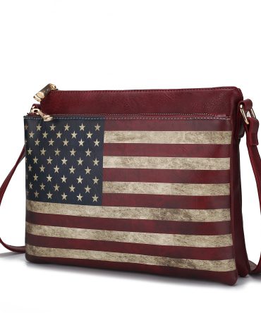 MKF Collection Madeline Printed Flag Vegan Leather Women Crossbody Bag by Mia K
