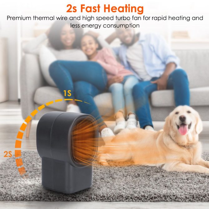 500W Portable Electric Space Heater Mini Desktop Fan Heater Personal Small Space Heater for Home Office - Image 2
