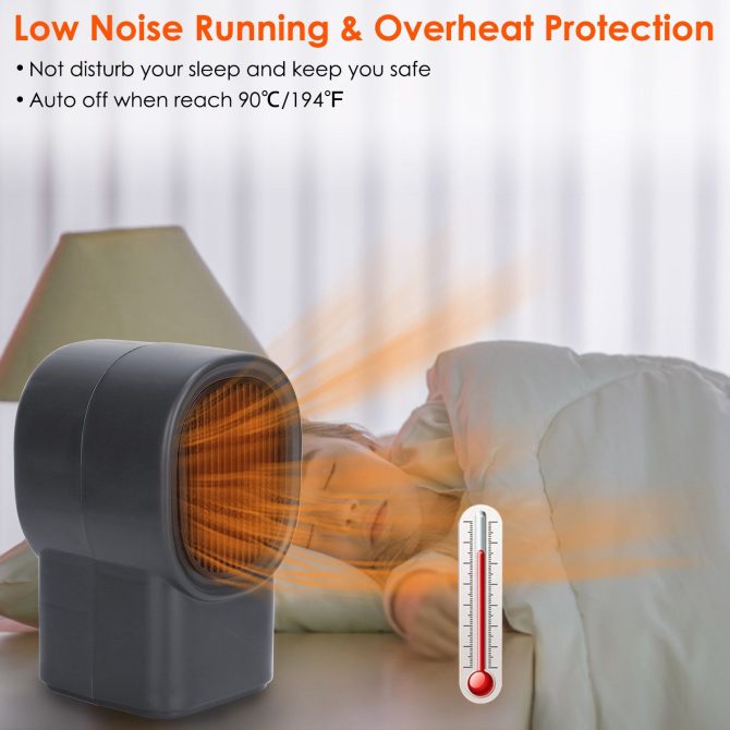 500W Portable Electric Space Heater Mini Desktop Fan Heater Personal Small Space Heater for Home Office - Image 3