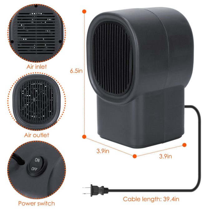 500W Portable Electric Space Heater Mini Desktop Fan Heater Personal Small Space Heater for Home Office - Image 4