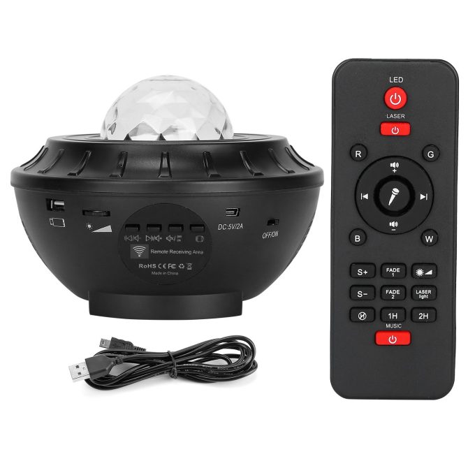 Star Projector Lamp RGBW Wireless Music Speaker Night Light USB Ocean Wave Projector Lamp - Image 9