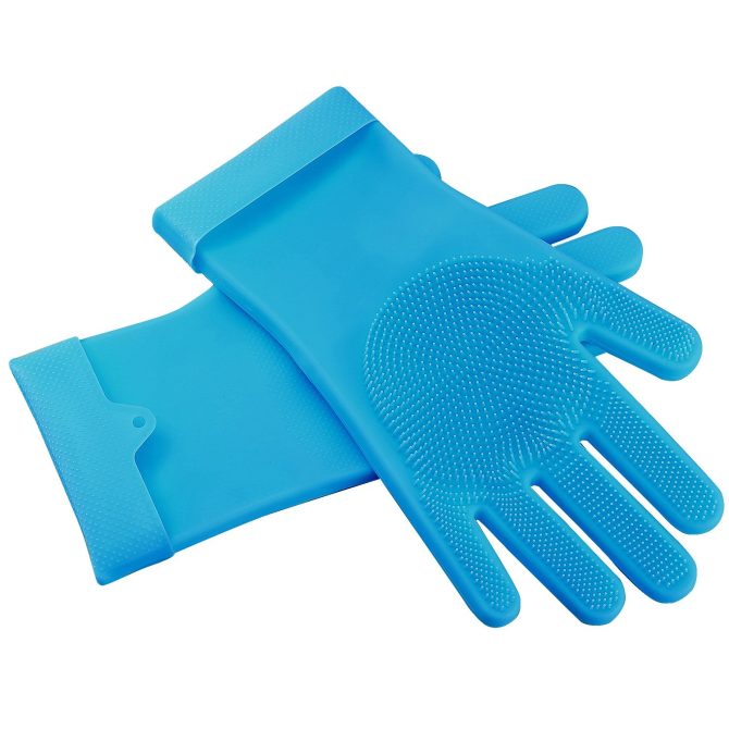1 Pair Magic Silicone Brush Dishwashing Gloves Cleaning Sponge Pet Scrubber Heat Resistant Wash Gloves - Image 14