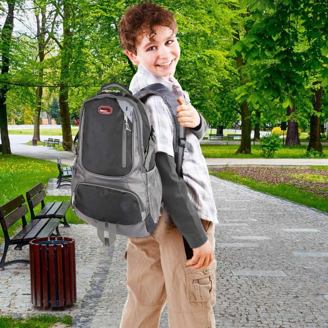 Unisex School Backpack Casual Travel Shoulder Bag W/ Adjustable Straps Dual-Water Bottle Pouch - Image 6
