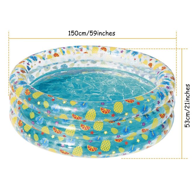 59x21in Inflatable Swimming Pool Blow Up Family Pool For 3 Kids Foldable Swim Ball Pool Center - Image 6