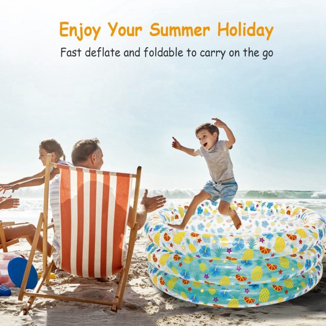 59x21in Inflatable Swimming Pool Blow Up Family Pool For 3 Kids Foldable Swim Ball Pool Center - Image 7