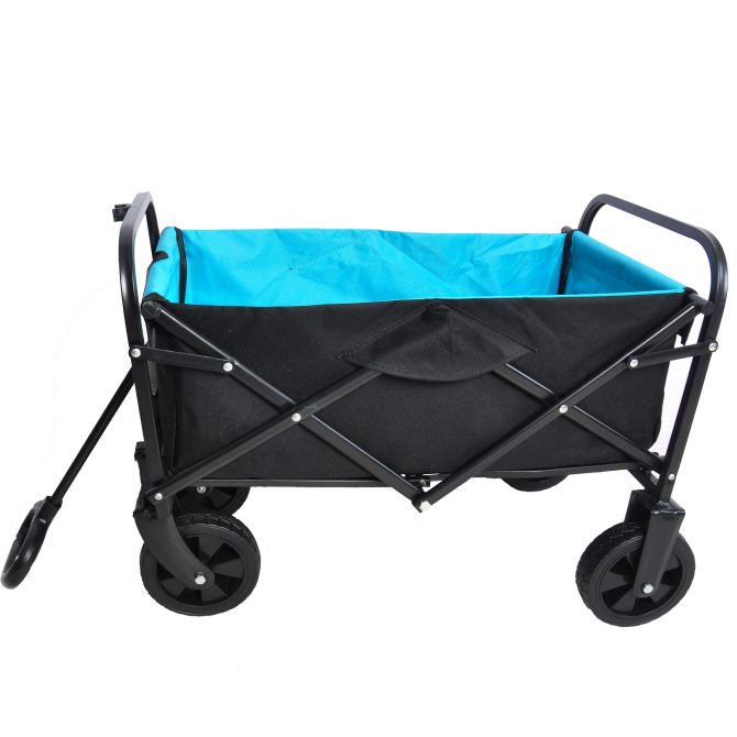 Mini Folding Wagon Garden Shopping Beach Cart (black+blue) - Image 12