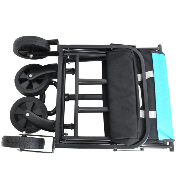 Mini Folding Wagon Garden Shopping Beach Cart (black+blue) - Image 14