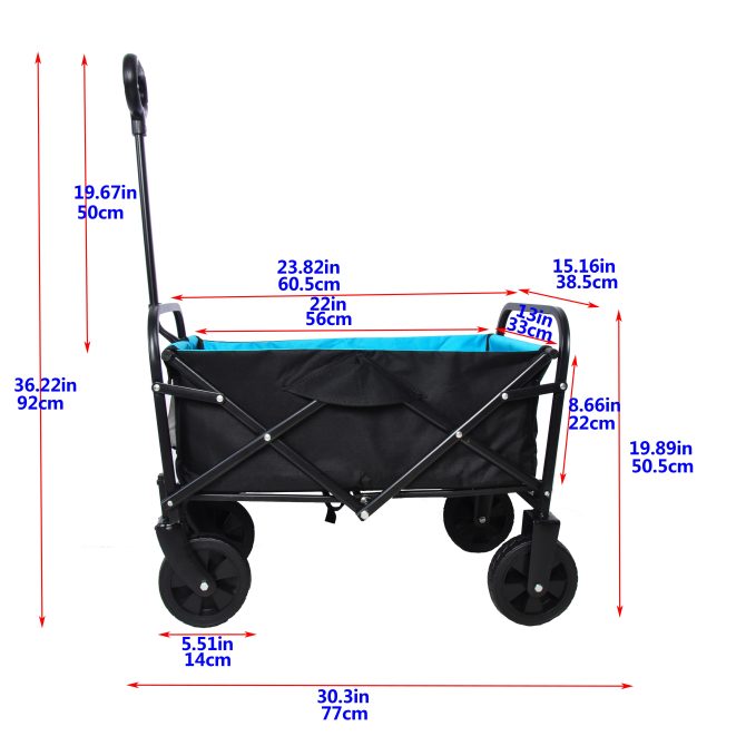 Mini Folding Wagon Garden Shopping Beach Cart (black+blue) - Image 15