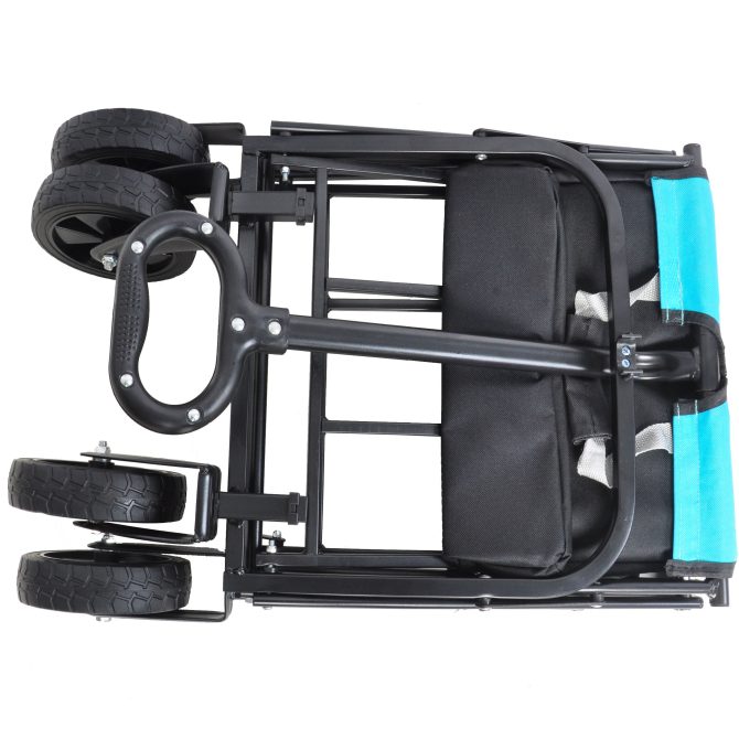 Mini Folding Wagon Garden Shopping Beach Cart (black+blue) - Image 18