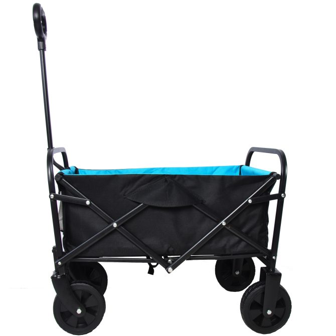 Mini Folding Wagon Garden Shopping Beach Cart (black+blue) - Image 8