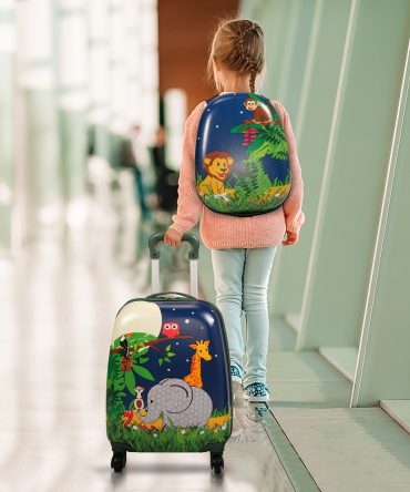 2 PCS Kids Luggage Set, 12" Backpack and 16" Spinner Case with 4 Universal Wheels, Travel Suitcase for Boys Girls