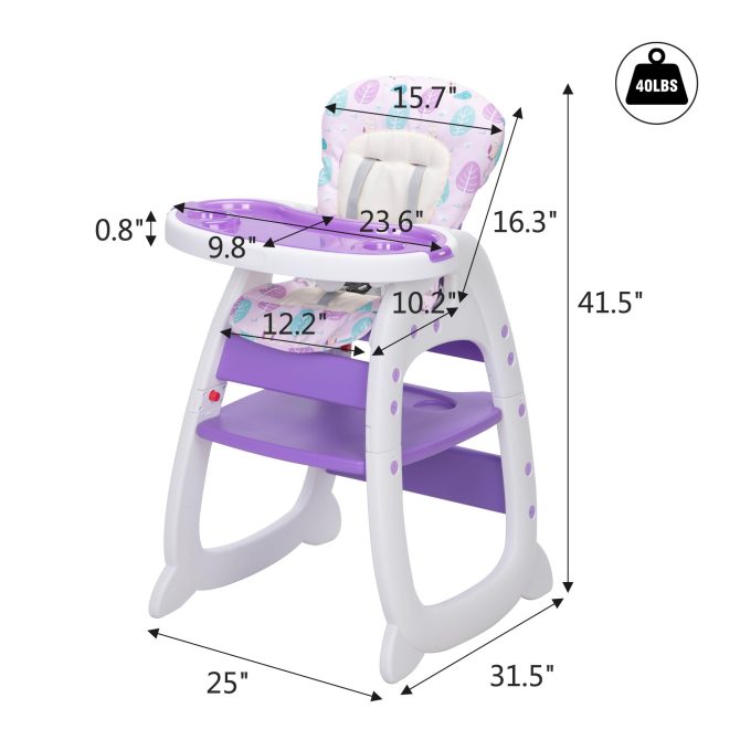 Multipurpose Adjustable Highchair,Children's dining chair for Baby Toddler Dinning Table with Feeding Tray and 5-Point Safety Buckle XH - Image 12