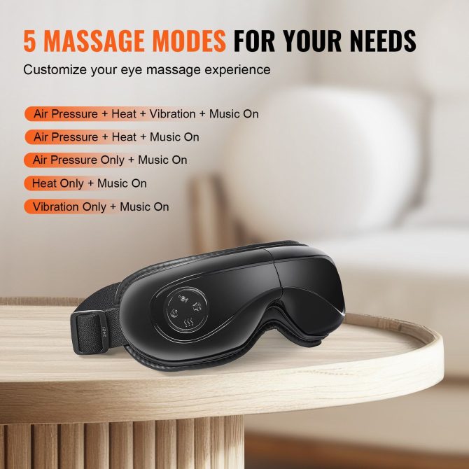 VEVOR Eye Massager with Heat & Remote Eye Care Device 5 Modes Bluetooth Music - Image 3