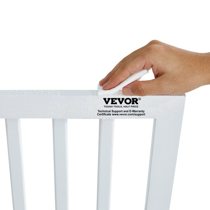 VEVOR Free Standing Dog Gate, 24" H x 80.3" W Freestanding Pet Gate, 4 Panels Foldable Dog Gate for Wide and Narrow Passageways, Expandable Dog Barrier with Silent Foot Support for Indoor, White - Image 9