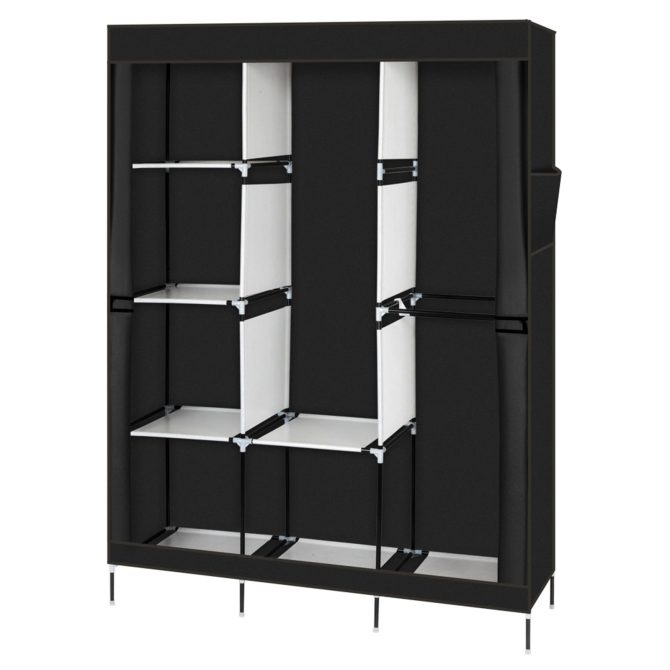 71" Portable Closet Wardrobe Clothes Rack Storage Organizer with Shelf Black - Image 2