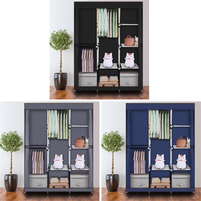 71" Portable Closet Wardrobe Clothes Rack Storage Organizer with Shelf Black - Image 14