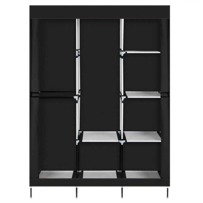 71" Portable Closet Wardrobe Clothes Rack Storage Organizer with Shelf Black - Image 15