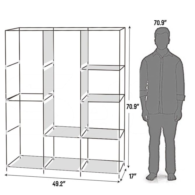 71" Portable Closet Wardrobe Clothes Rack Storage Organizer with Shelf Black - Image 17