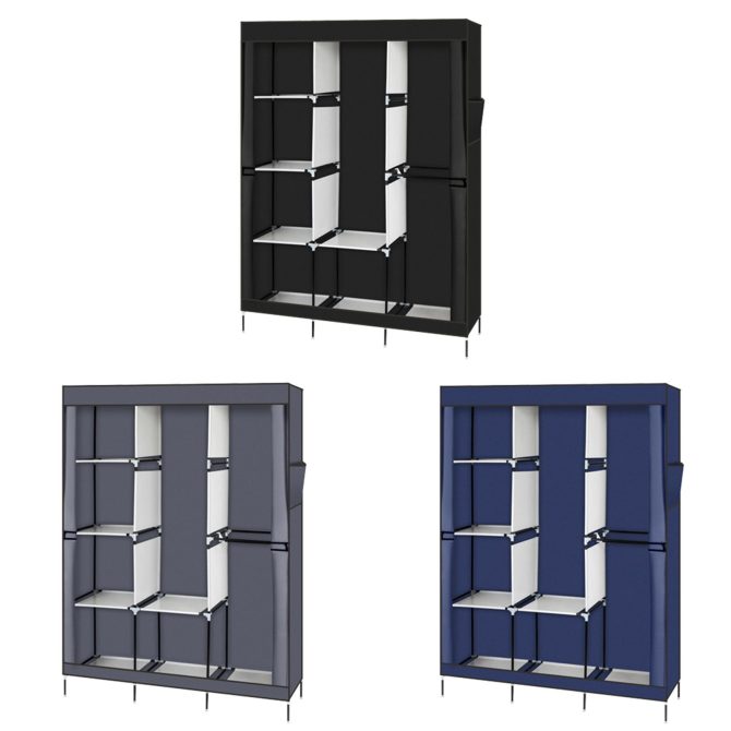 71" Portable Closet Wardrobe Clothes Rack Storage Organizer with Shelf Black - Image 18