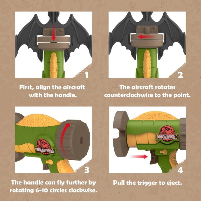 Rocket Launcher Airplane Toy with 4 Dinosaur Targets 2 Foam Pterosaur Shooting Games for Outdoor Kids Toys 5 6 7 8 Year Old Boy Catapult Plane Toy Christmas Easter Gift - Image 4