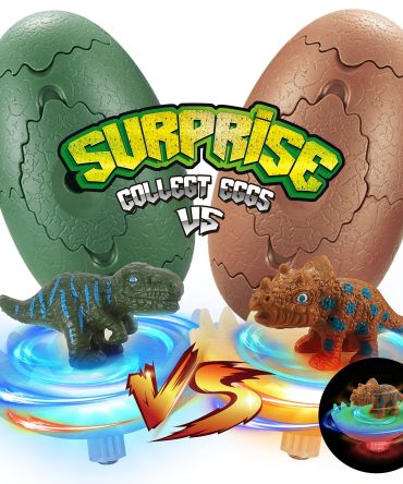 Light Up Dinosaur Egg spinning Toys Dino Eggs Battle Top Toys Games of Christmas Easter Gift for 3-9 Year Old Boy
