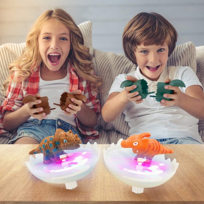 Light Up Dinosaur Egg spinning Toys Dino Eggs Battle Top Toys Games of Christmas Easter Gift for 3-9 Year Old Boy - Image 5