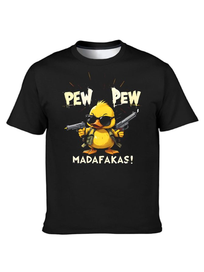 Fun Duck Pattern T-shirt - Breathable And Moisture Absorbing Polyester Fiber, Casual Round Neck Short Sleeve, Men's Summer Fashion Top - Image 4
