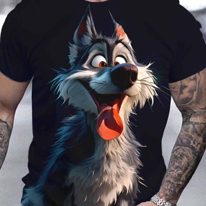 Men's 3D Wolf Print T-shirt - Casual Round Neck, Short Sleeved, Breathable Polyester - Perfect For Summer Outdoor And Casual Wear - Image 4