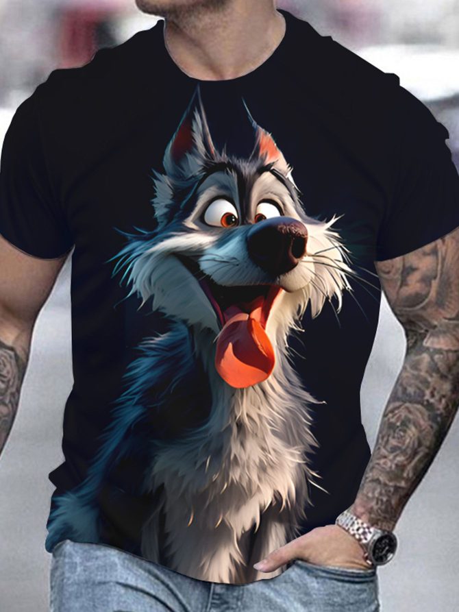 Men's 3D Wolf Print T-shirt - Casual Round Neck, Short Sleeved, Breathable Polyester - Perfect For Summer Outdoor And Casual Wear - Image 11