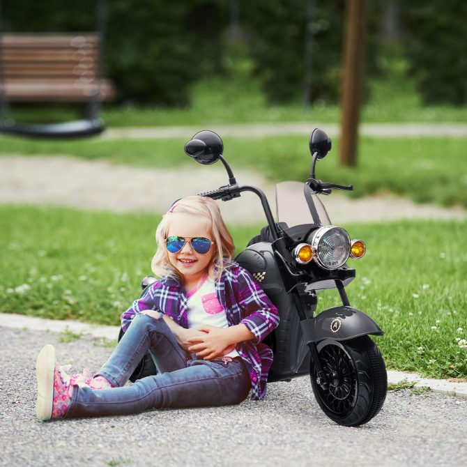 Qaba Electric Motorcycle for Kids, 3 Wheel 6V Battery Powered Chopper Motorbike, Ride on Motorcycle with Headlights, Music, Forward & Reverse for Boys and Girls Ages 3-6 Years, Gray - Image 7