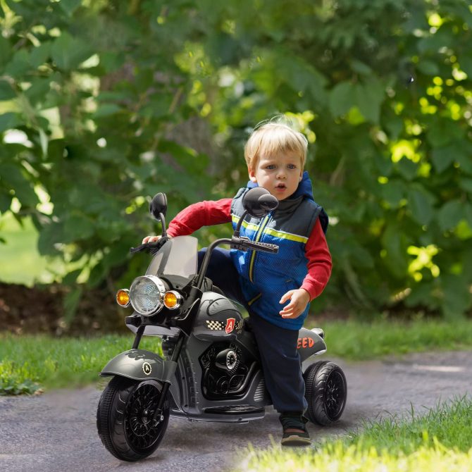 Qaba Electric Motorcycle for Kids, 3 Wheel 6V Battery Powered Chopper Motorbike, Ride on Motorcycle with Headlights, Music, Forward & Reverse for Boys and Girls Ages 3-6 Years, Gray - Image 8
