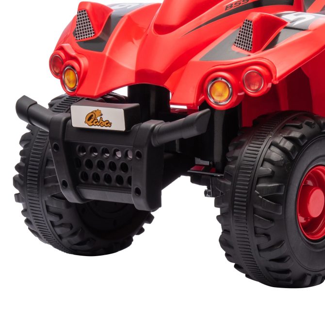 Qaba Kids ATV, 6V 4 Wheeler Kids Quad Car, Battery Powered Electric Ride on Toy with Music for Boys & Girls Ages 2-6 Years, Red - Image 2