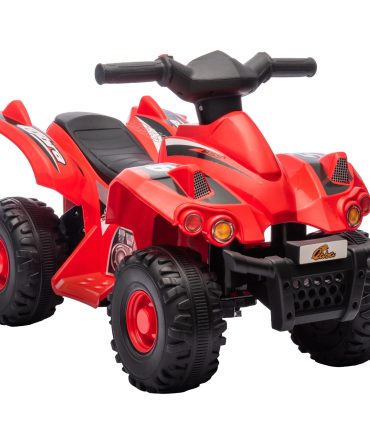 Qaba Kids ATV, 6V 4 Wheeler Kids Quad Car, Battery Powered Electric Ride on Toy with Music for Boys & Girls Ages 2-6 Years, Red