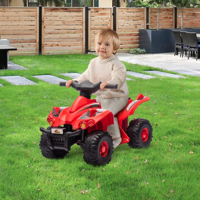 Qaba Kids ATV, 6V 4 Wheeler Kids Quad Car, Battery Powered Electric Ride on Toy with Music for Boys & Girls Ages 2-6 Years, Red - Image 8