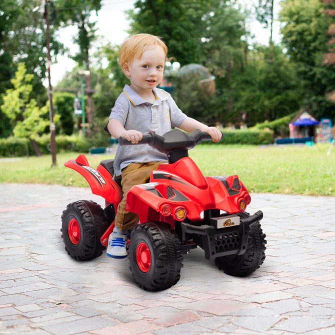 Qaba Kids ATV, 6V 4 Wheeler Kids Quad Car, Battery Powered Electric Ride on Toy with Music for Boys & Girls Ages 2-6 Years, Red - Image 9